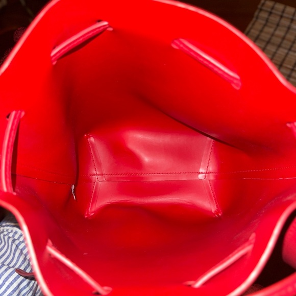 šNEW-HTF MANSUR GAVRIEL RED *CALF-LEATHER* MINI-BUCKET BAG (*Calf>Veg Tanned*) - Picture 14 of 16